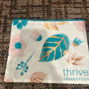 Thrive Causemetics Floral Zip Pouch in Teal, Pink & Gold